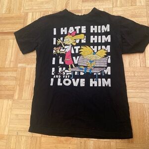 Black Graphic T-Shirt with Hey Arnold Print